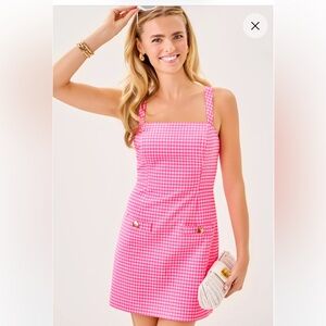 Lilly Pulitzer VEDA  skirted romper in pink and white gingham. EUC! Worn once